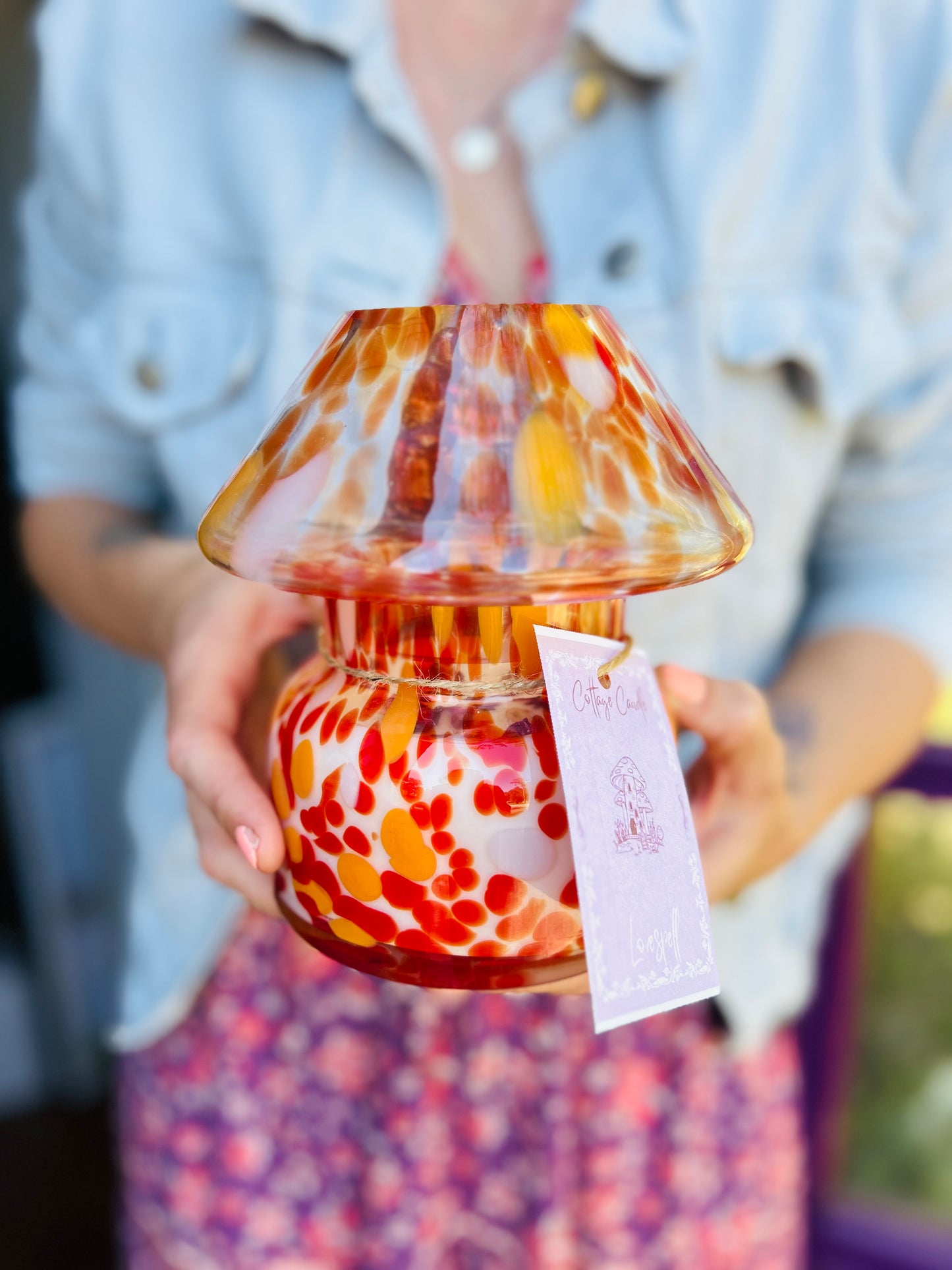 Mushroom Lamp Candle- blood orange- 3 left