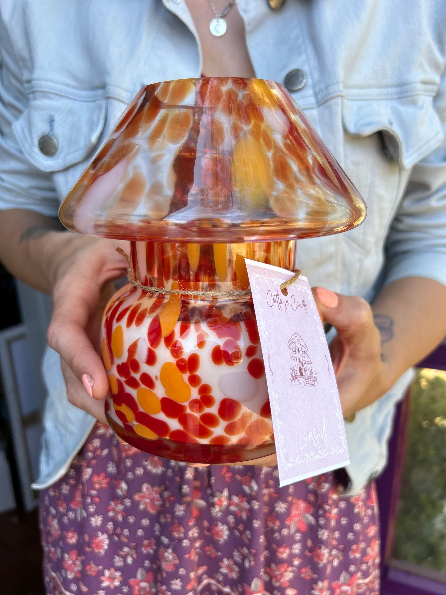 Mushroom Lamp Candle- blood orange- 3 left