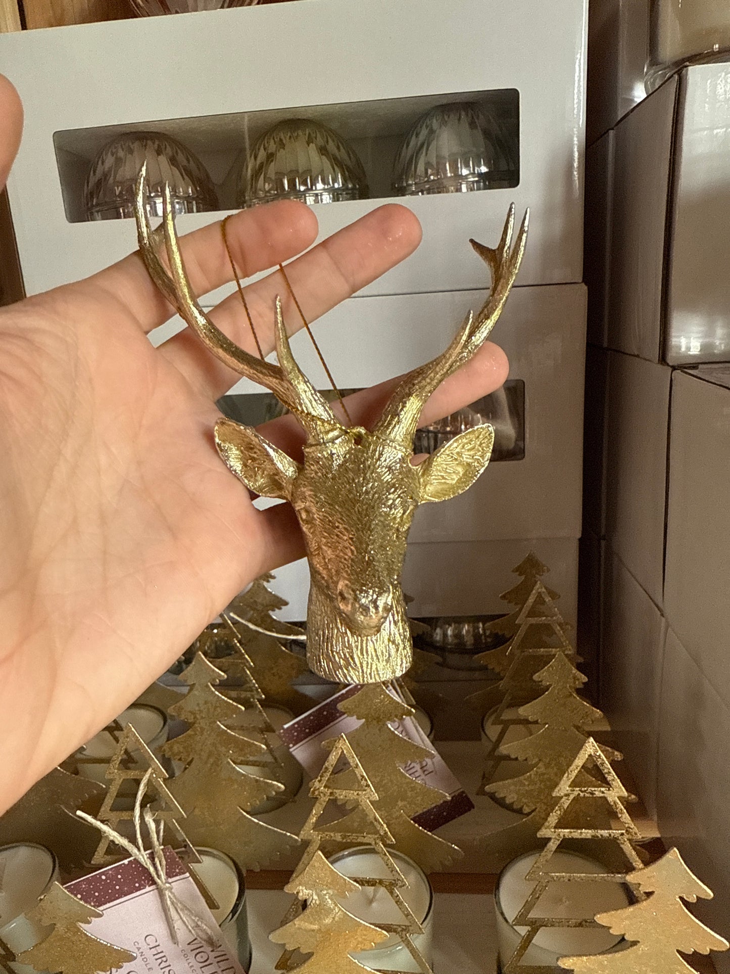 Gold Deer Head Decoration