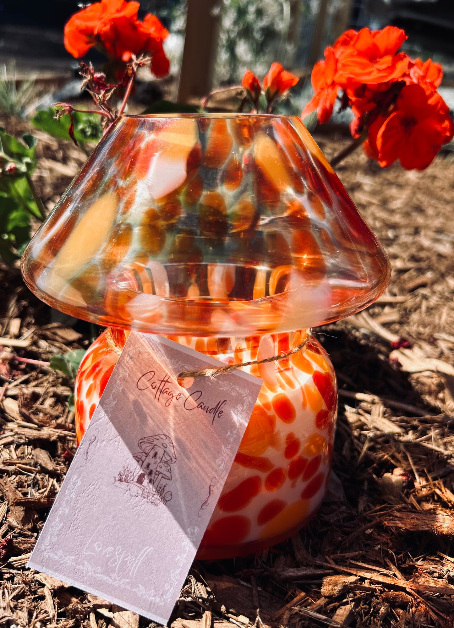 Mushroom Lamp Candle- blood orange- 3 left
