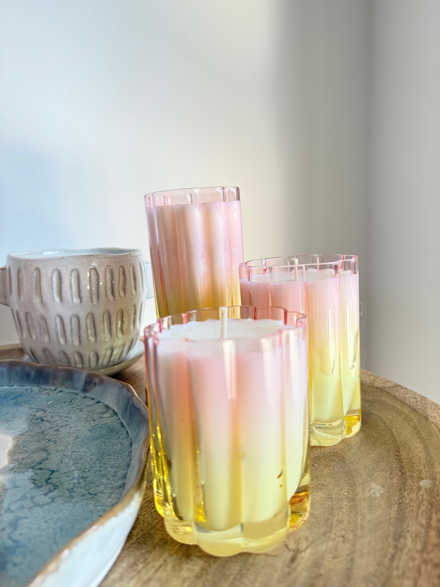 Champagne Strawberry ‘Sunset’ candle trio