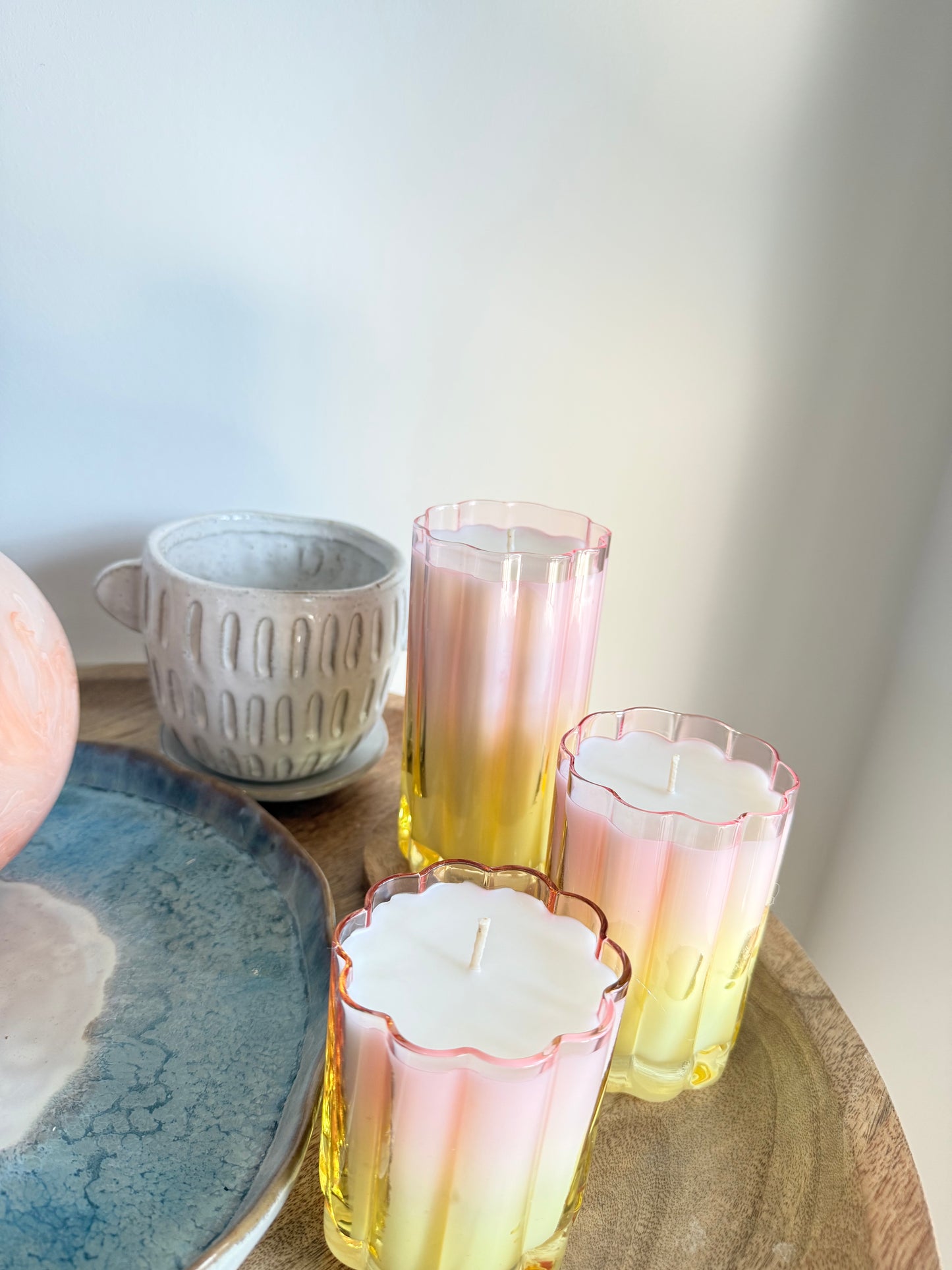 Champagne Strawberry ‘Sunset’ candle trio