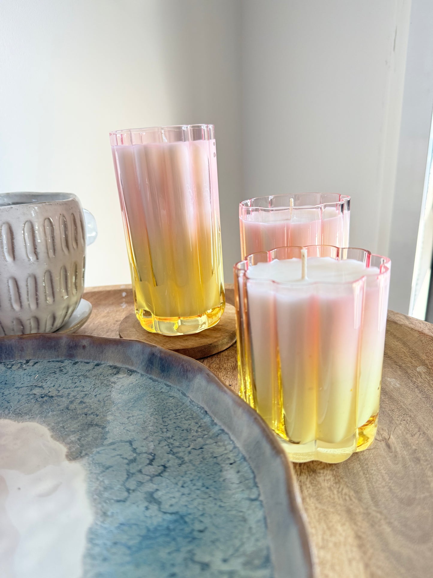 Champagne Strawberry ‘Sunset’ candle trio