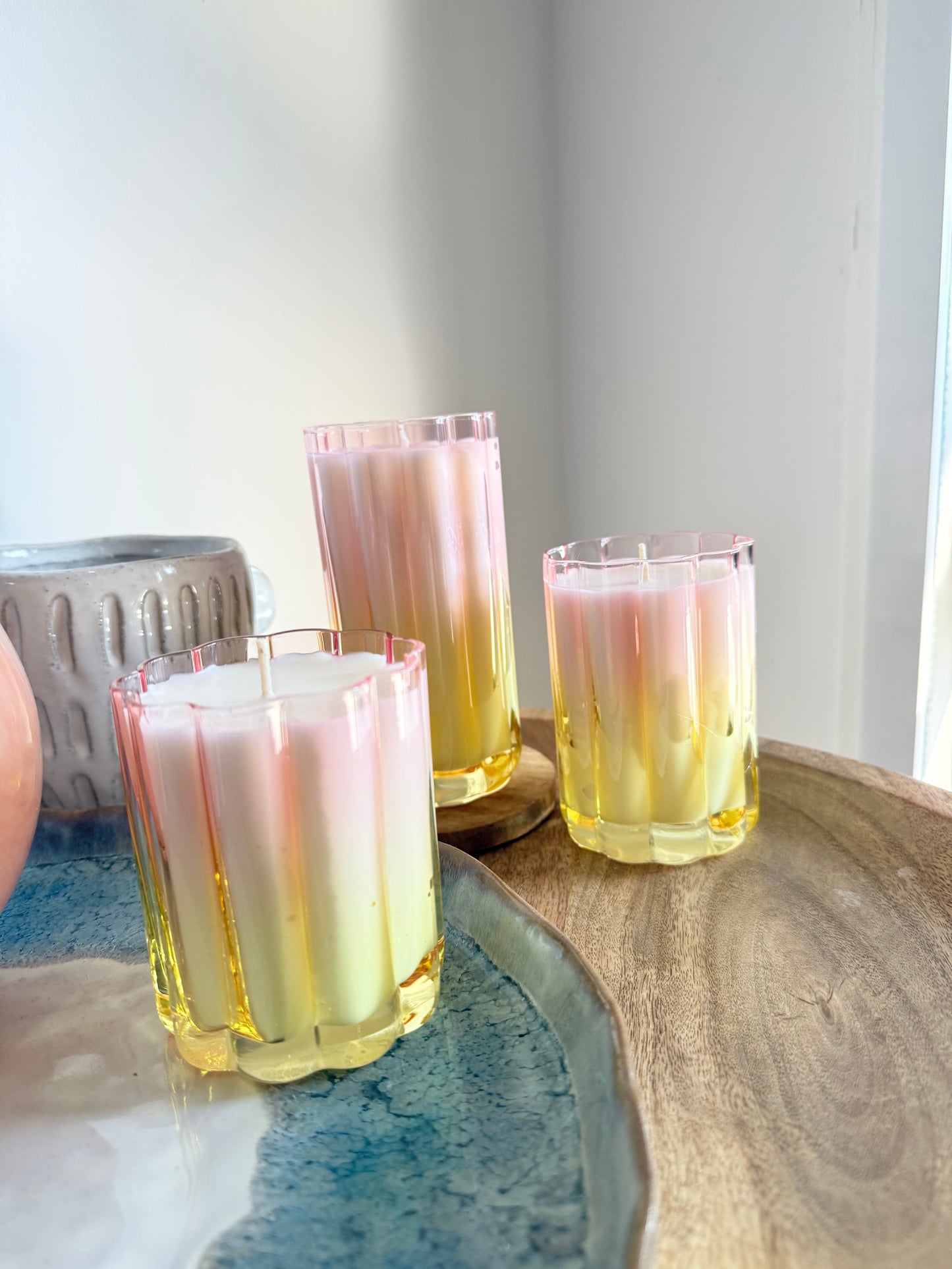 Champagne Strawberry ‘Sunset’ candle trio