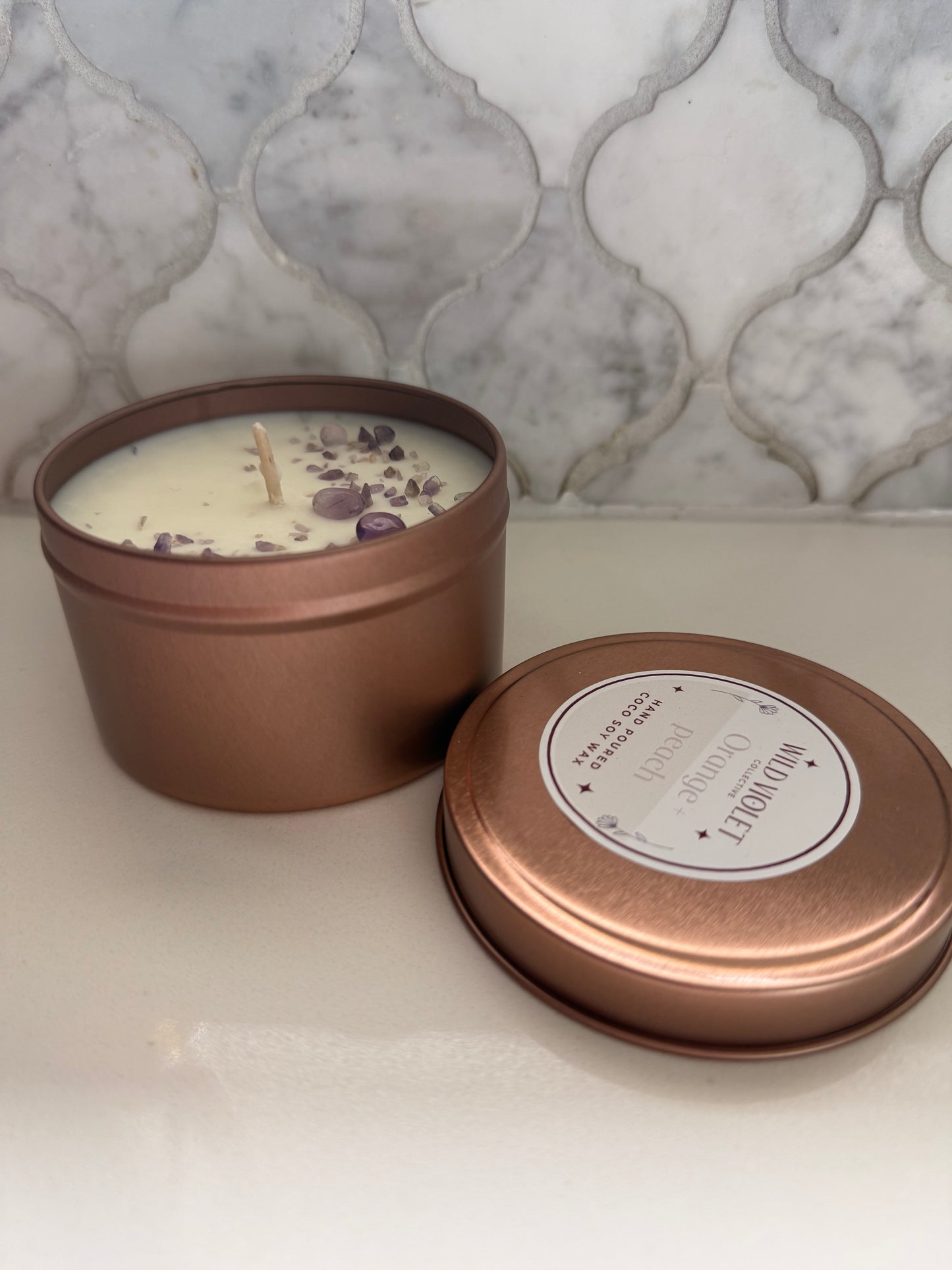 Amethyst crystal tins
