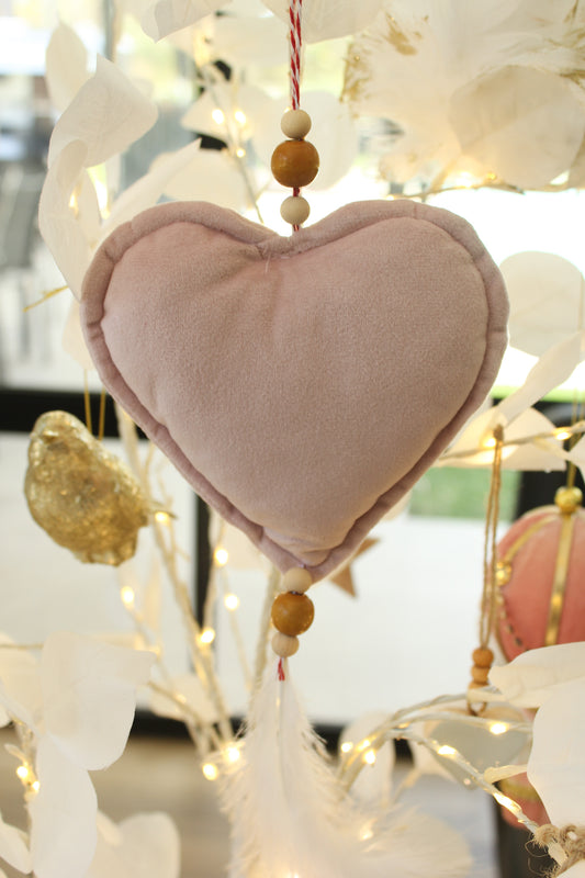 Velvet pink heart decoration