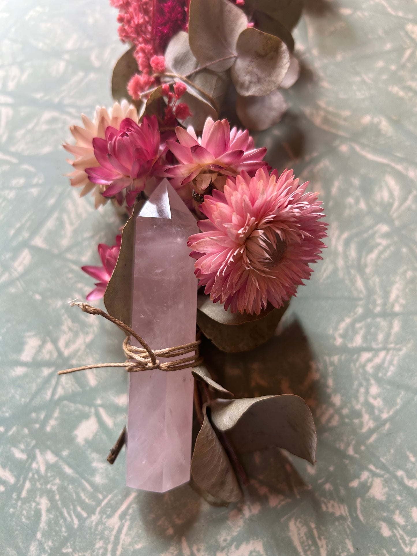 Rose quartz floral cleansing wand