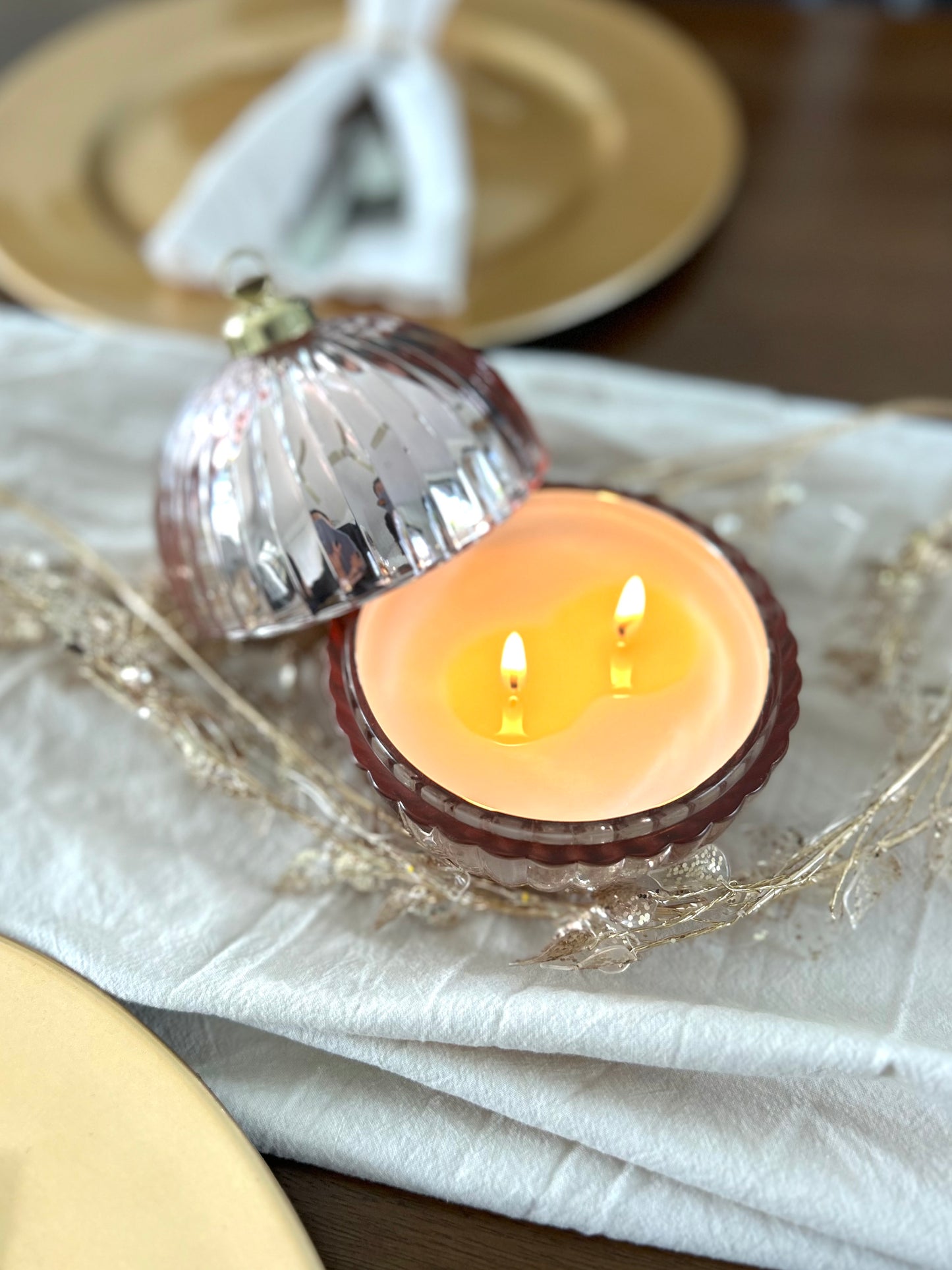 Rose Gold Bauble Candle