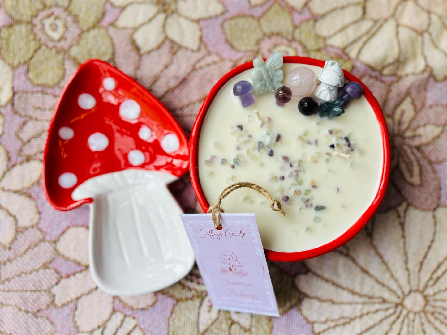 Mushroom saucer candle and plate