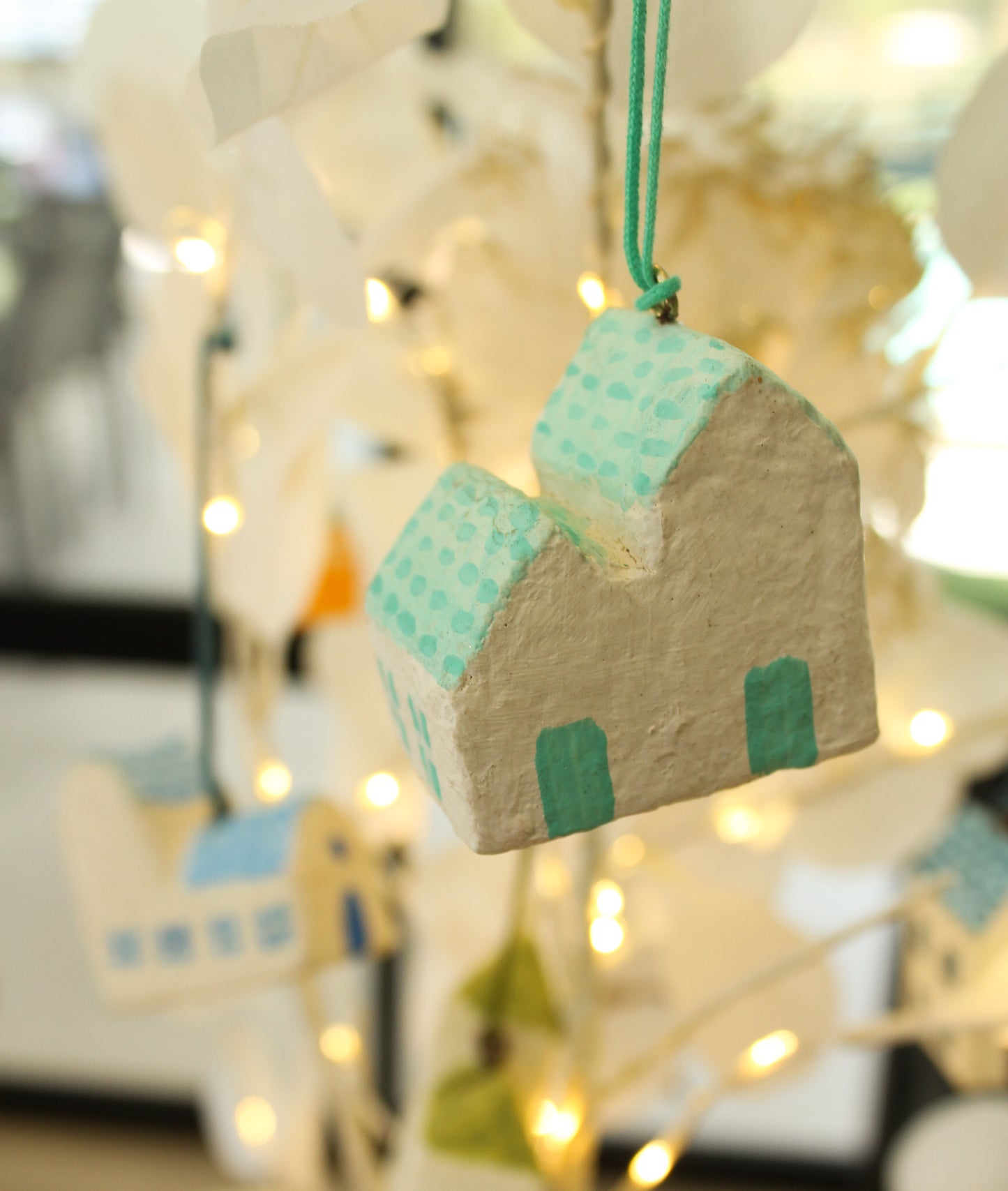 Mache cotton houses - set of 6