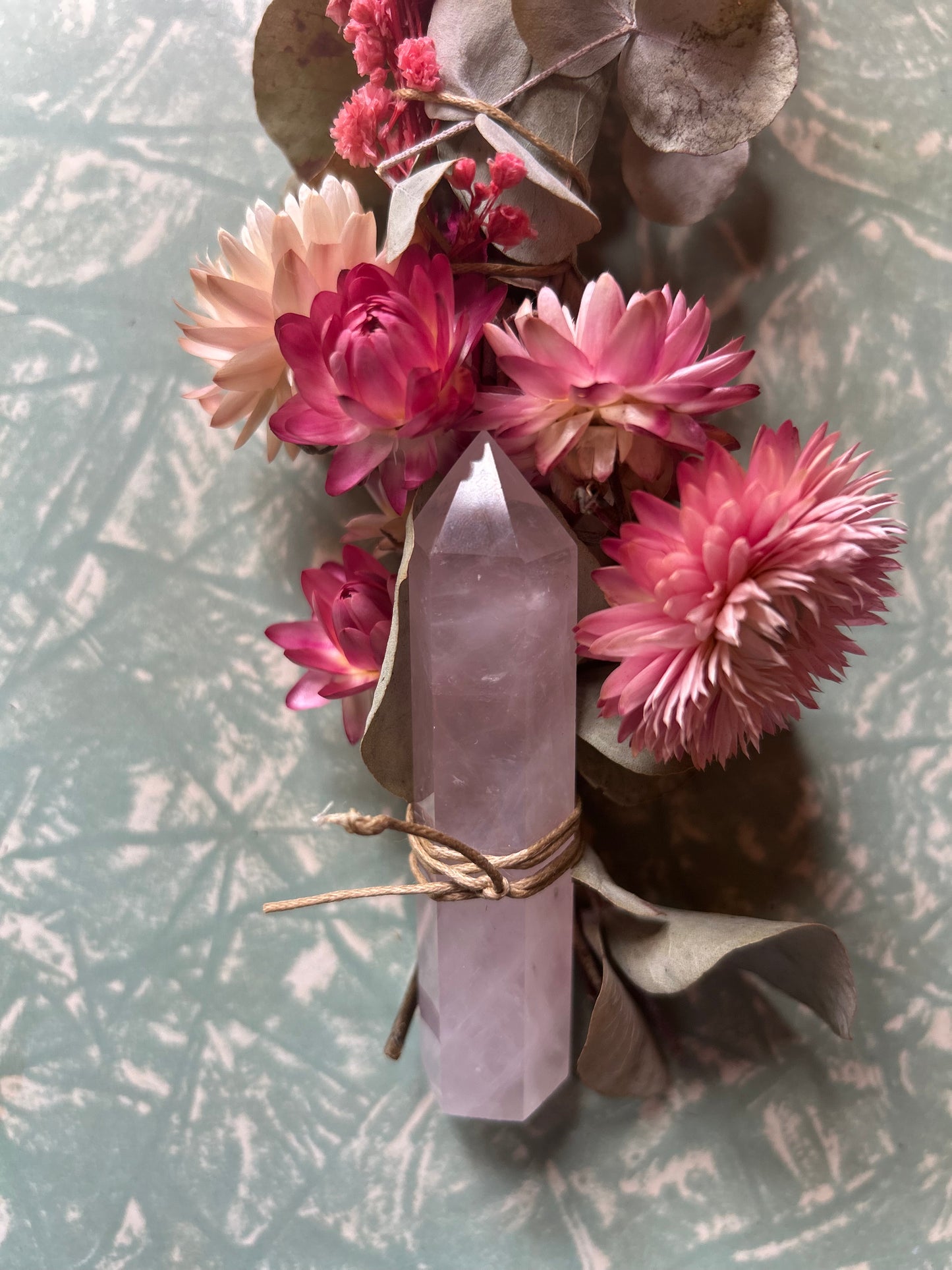 Rose quartz floral cleansing wand