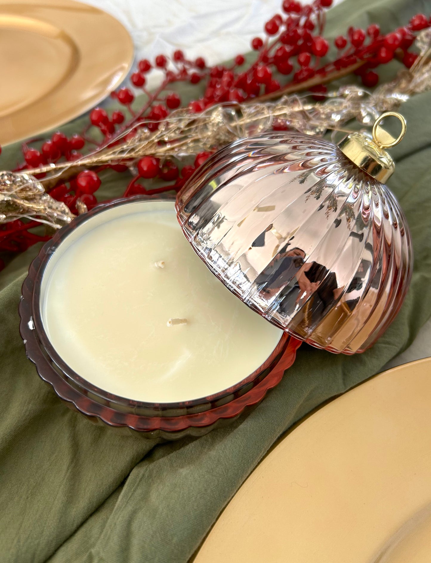 Rose Gold Bauble Candle