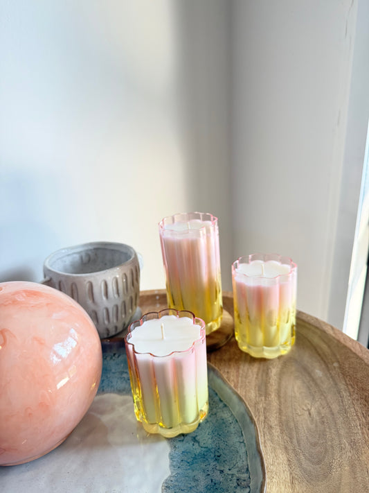 Champagne Strawberry ‘Sunset’ candle trio
