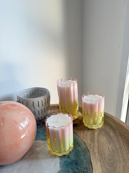 Champagne Strawberry ‘Sunset’ candle trio